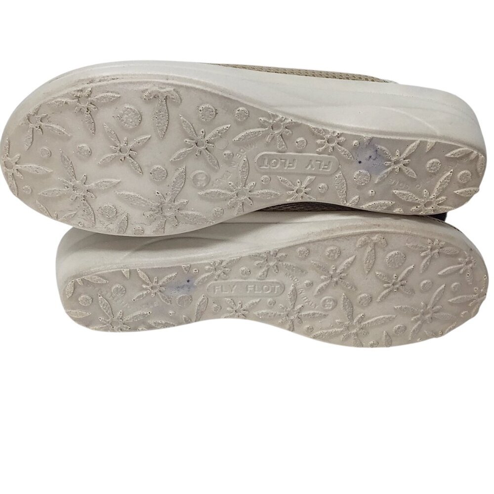 Fly Flot Clogs Size 7.5 / 38 Beige Knit Mesh Italy Anti-Shock Comfort Slip On - Picture 6 of 6